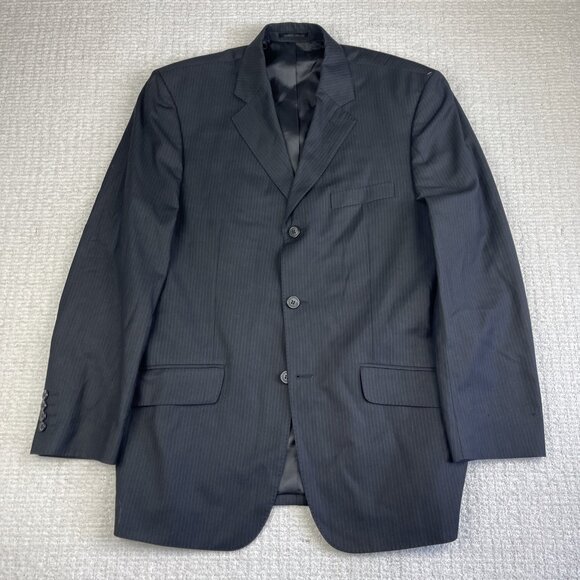 Giorgio Armani Le Collezioni Black Pinstripe Blazer Coat Mens Italy *Read* - Picture 1 of 16